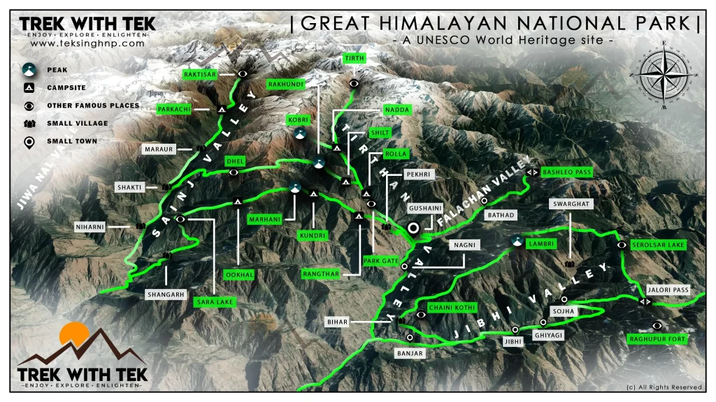 ghnp trek route trek with tek tirthan valley trek great himalayan national park